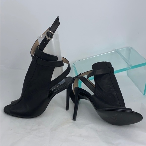 Barbara Bui Sz 38 Black Leather Ankle Wrap Heels - Picture 3 of 16